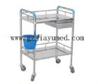 JY-A12 Stainless steel treatment cart（with drawer、plastic barrels）